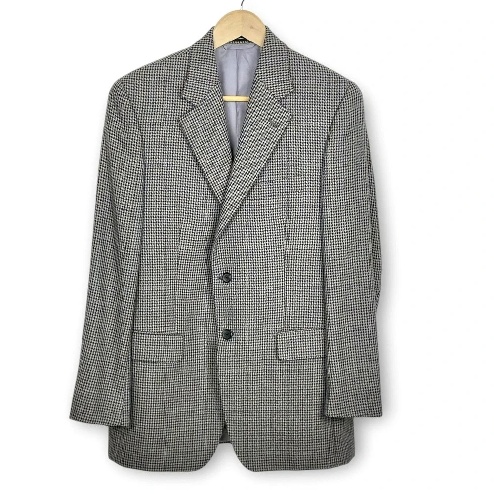 Lauren Ralph Lauren 100% Alpaca Houndstooth Sport Coat Men 41R‎ Academia Classic